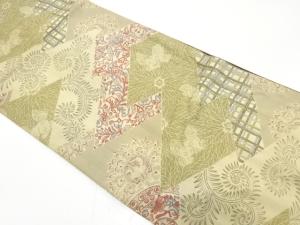 アンティーク　花更紗に唐獅子模様織り出し昼夜帯（材料）